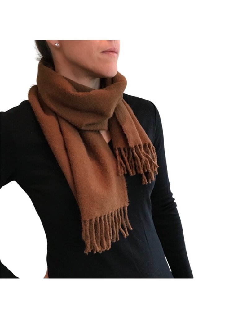 Baby Alpaca Scarf Made In Peru 52”X12” Brown